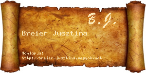 Breier Jusztina névjegykártya